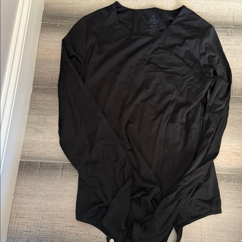 Merino Woolx Sophia body suit Black Long Sleeve Top